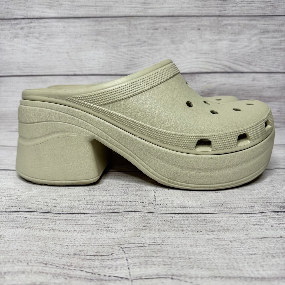 Crocs Platform Clog Heel Sandal Beige Classic‎ Comfort Shoes Men's 13